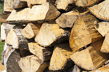Image showing woodpile closeup
