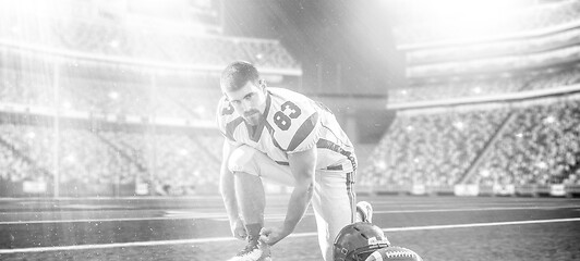 Image showing American Football Player on big modern stadium field