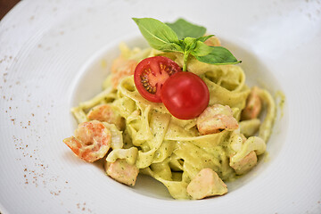 Image showing Pasta with shrimp