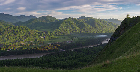 Image showing Beauty dawn in the mountains