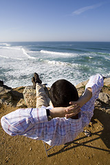Image showing Enjoying the Ocean view