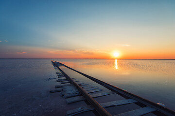 Image showing Beauty sunset on salty lake