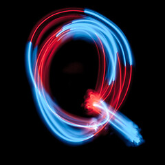 Image showing Letter Q of the alphabet made from neon signs