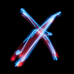 Image showing Letter X the alphabet made from neon signs