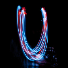 Image showing Letter U of the alphabet made from neon signs