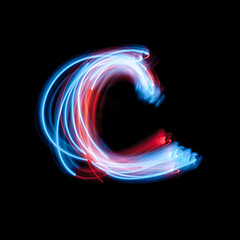 Image showing Letter C of the alphabet made from neon signs