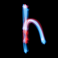 Image showing Letter H of the alphabet made from neon signs