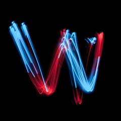 Image showing Letter W of the alphabet made from neon signs