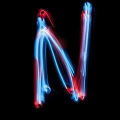 Image showing Letter N of the alphabet made from neon signs