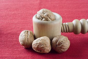 Image showing Walnuts in a nutcracker