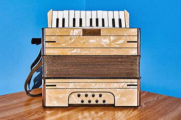 Image showing Old Accordion on the Table