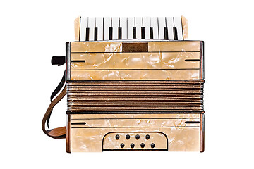 Image showing Old Accordion on the White