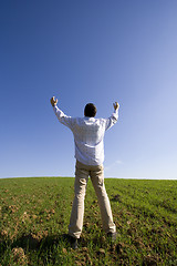 Image showing outstretched to the blue sky