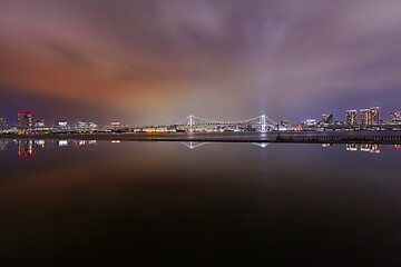 Image showing Night view on Tokyo skyline from Harumi Wharf Park