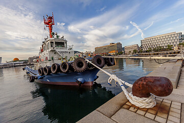 Image showing Nagasaki, Japan - September 02, 2019: Dejima Wharf shopping and restaurant area with sea