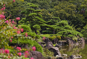 Image showing Beautiful japanese traditional park in summer time