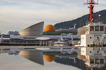 Image showing Nagasaki, Japan - September 02, 2019: Dejima Wharf shopping and restaurant area with sea