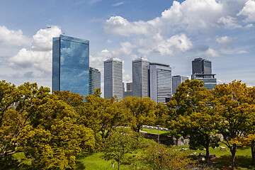 Image showing View of Osaka from Osaka Castle, Japan.