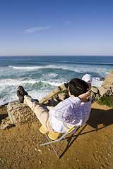 Image showing enjoying the Ocean view