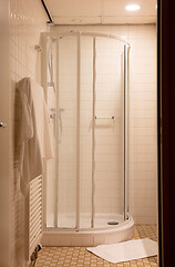 Image showing Heated towel rack in an old bathroom
