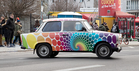 Image showing BERLIN - december 2019: Berlin trabi world museum close to Check