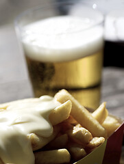 Image showing French Fries and Beer