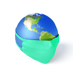 Image showing Earth globe put mask