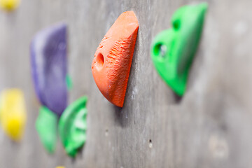 Image showing close up of rock holder on indoor climbing wall