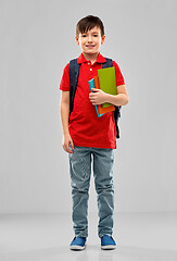 Image showing smiling student boy with books and school bag