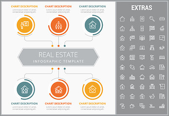 Image showing Real estate infographic template, elements, icons.