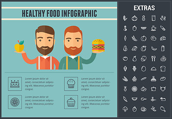 Image showing Healthy food infographic template, elements, icons