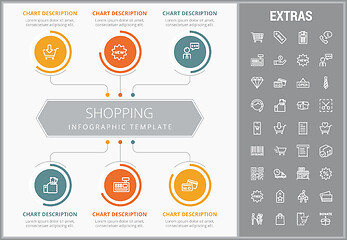 Image showing Shopping infographic template, elements and icons.