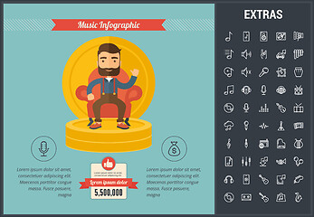 Image showing Music infographic template, elements and icons.