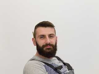 Image showing portrait of bearded hipster handyman