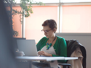 Image showing businesswoman using a laptop in startup office