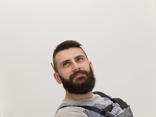 Image showing portrait of bearded hipster handyman