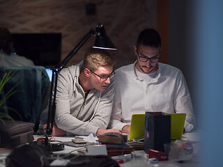 Image showing designers in the night startup office