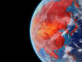 Image showing Asia in red on globe