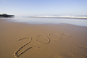 Image showing Year 2008 in the sand