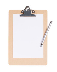 Image showing Wooden clipboard isolated