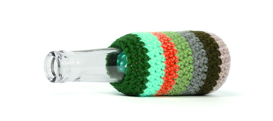 Image showing Handmade decorative vase, bottle, jar made of wool