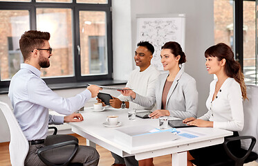 Image showing recruiters having job interview with male employee