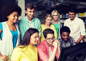 Image showing international students with computers at library