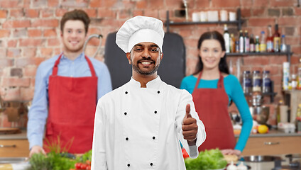 Image showing indian chef showing thumbs up at cooking class