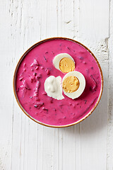 Image showing bowl of cold beet root soup