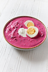 Image showing bowl of cold beet root soup