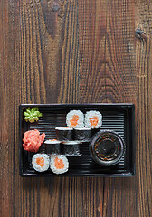 Image showing salmon sushi in plastic box