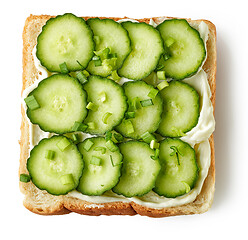 Image showing toasted bread with cream cheese and cucumber