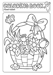 Image showing Coloring book flower basket theme 2