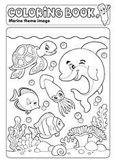 Image showing Coloring book marine life theme 3